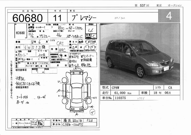 1999 Mazda Premacy For Sale