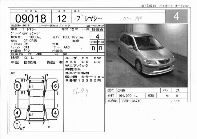 2000 Mazda Premacy For Sale