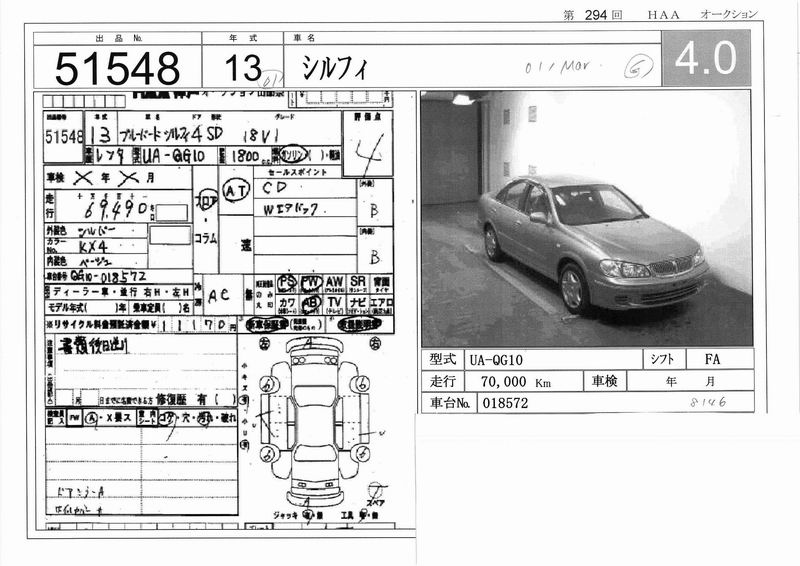 2001 Nissan Bluebird Sylphy For Sale