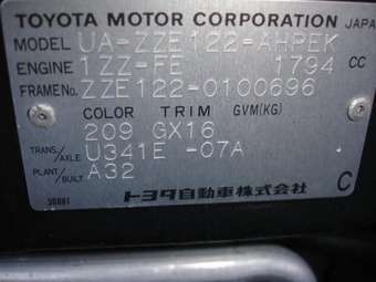 2003 Toyota Allex Pictures