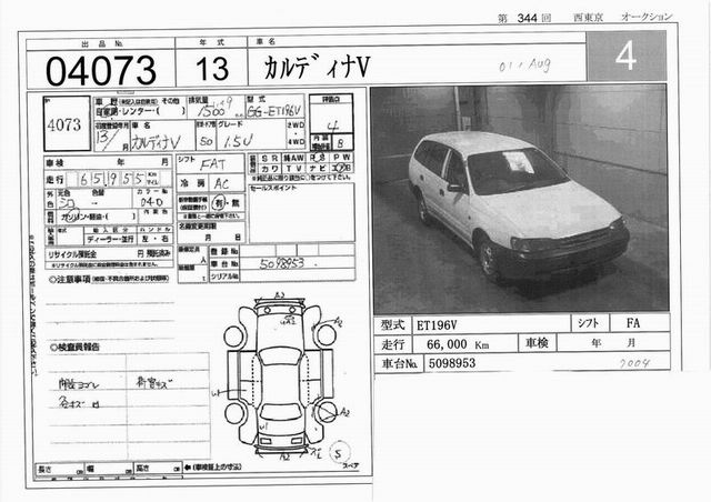 2001 Toyota Caldina For Sale