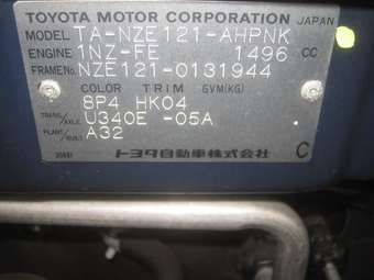 2002 Toyota Corolla Runx For Sale