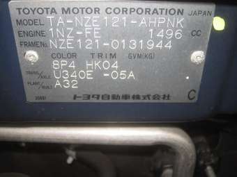 2002 Toyota Corolla Runx For Sale