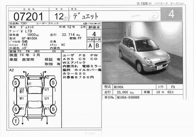 2000 Toyota Duet For Sale