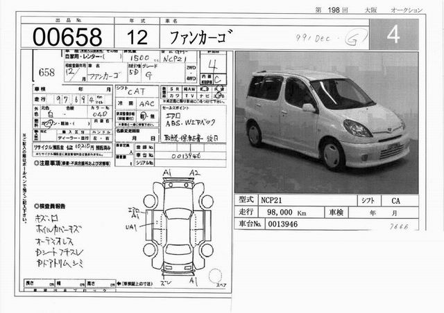 1999 Toyota Funcargo For Sale